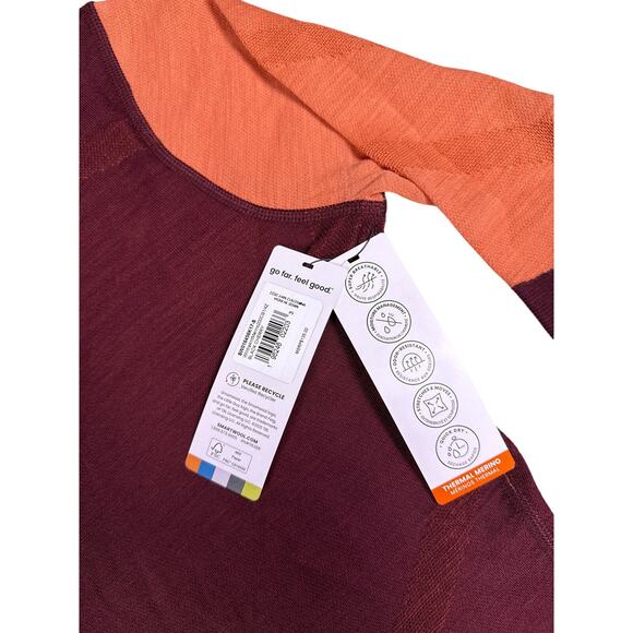 Smartwool Intraknit 200 Base Layer Quarter Zip Womens Small Red Colorblock - Picture 5 of 11